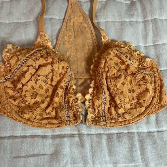 Victorias Secret Body by Victoria Unlined Orange Lace Racerback Bra Size 32DDD - Picture 5 of 13